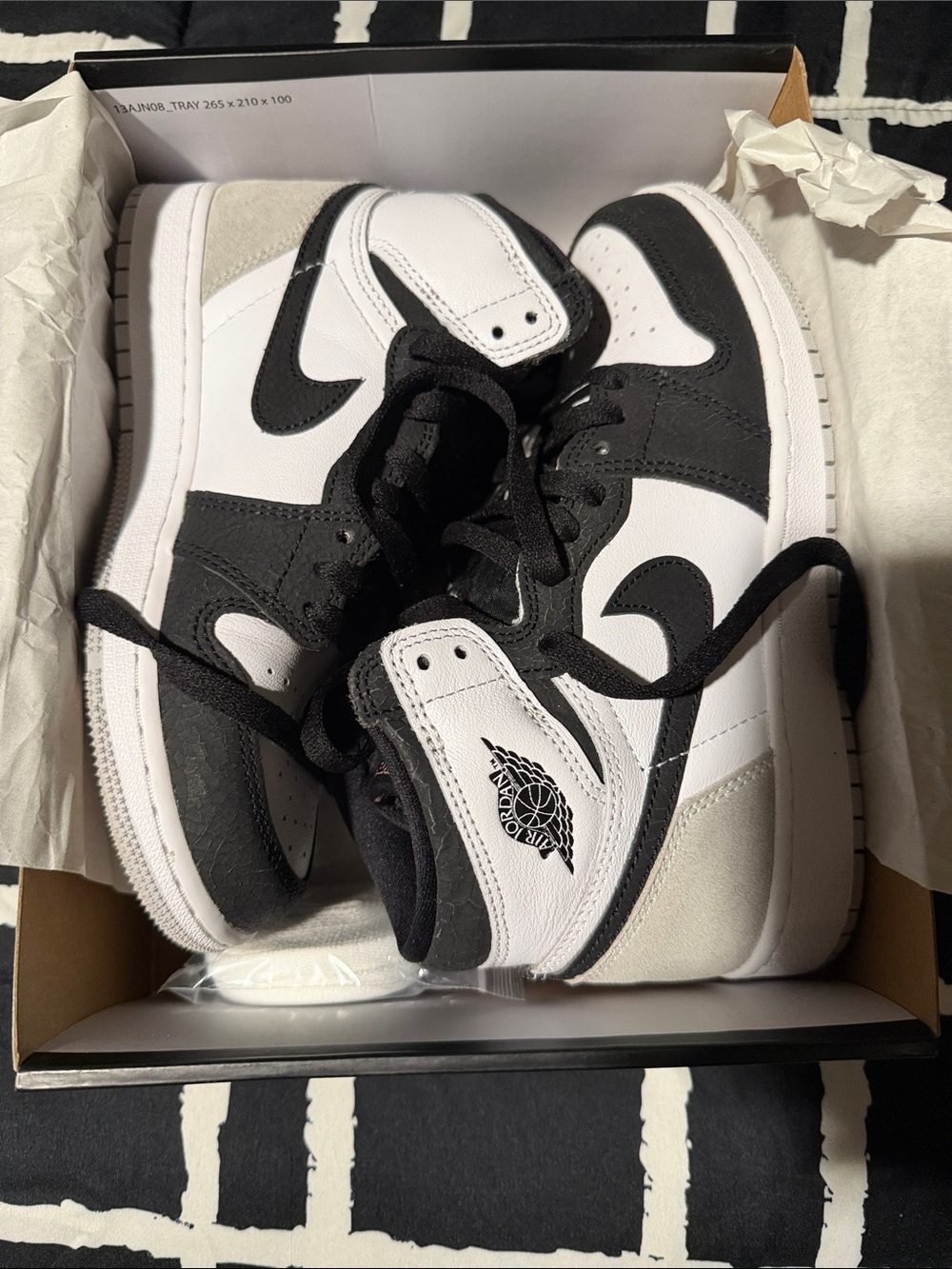 Nike Kids' High-Top Sneakers — Black, White, Light Gray